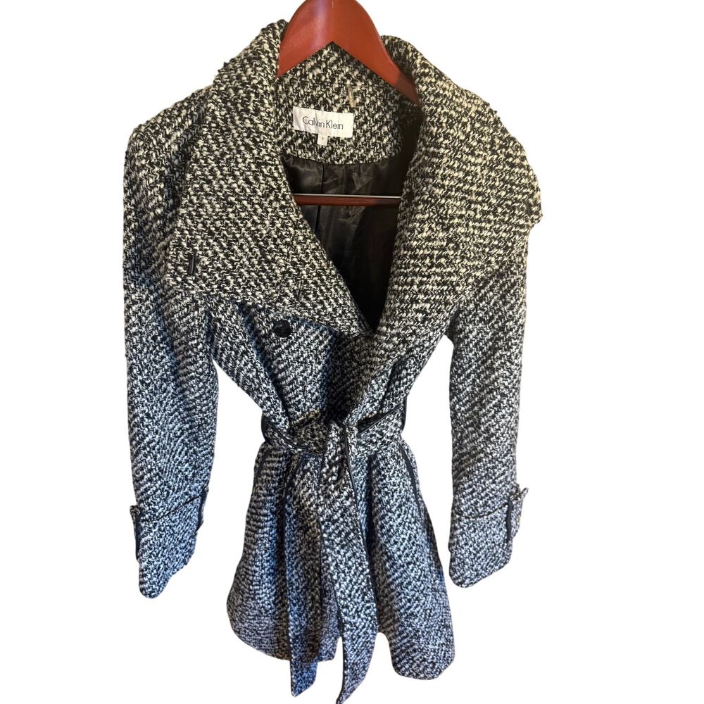 Calvin Klein belted wool-blend coat, size small